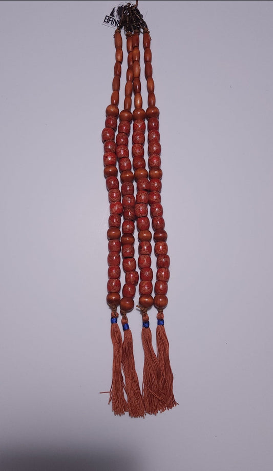 Handmade Hebrew Tassels - Tzitzit - Dark Orange Beads