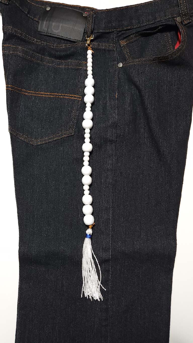 Tassels: Solid White Beads #2