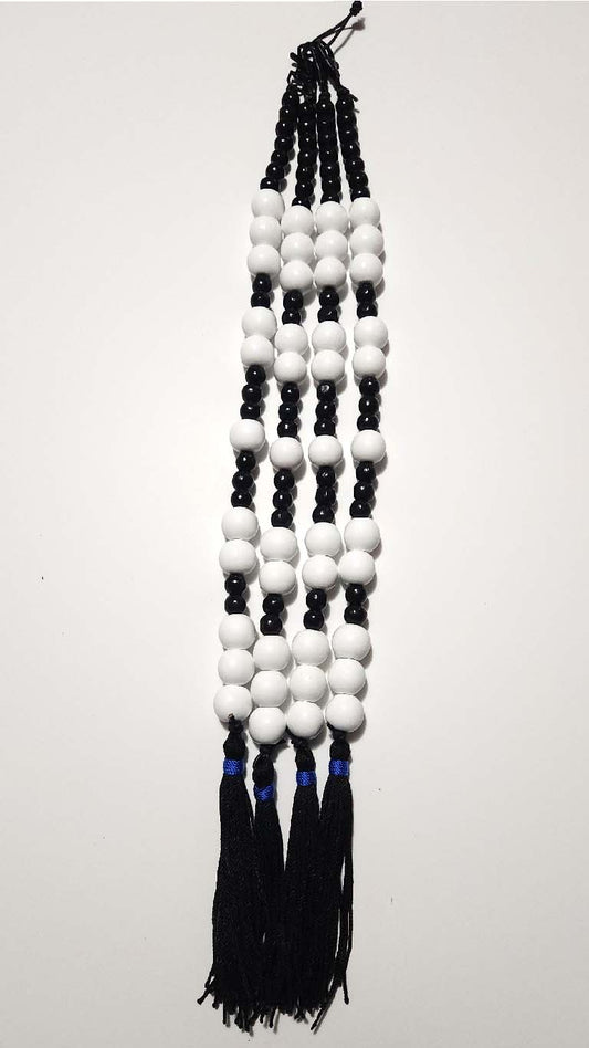 Handmade Hebrew Tassels - Tzitzit - Black and White Beads