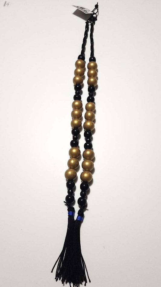 XL Hebrew Tassels - Tzitzit - Black and Gold Beads