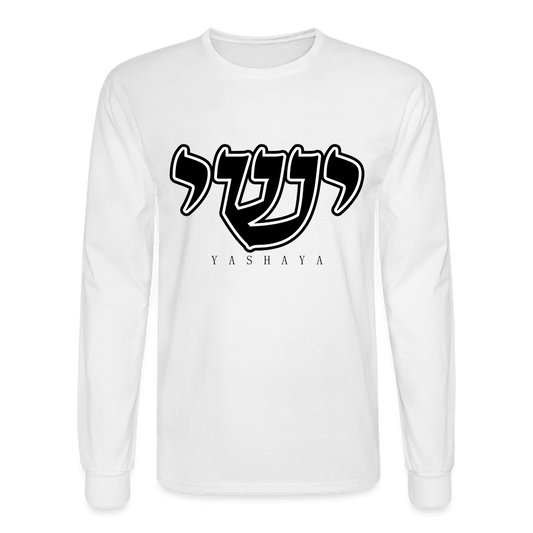 Yashaya Hebrew Script Longsleeve Tee - white