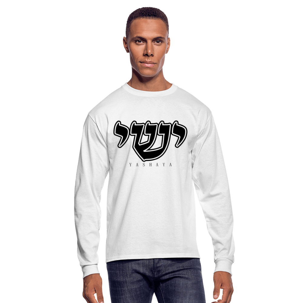 Yashaya Hebrew Script Longsleeve Tee - white