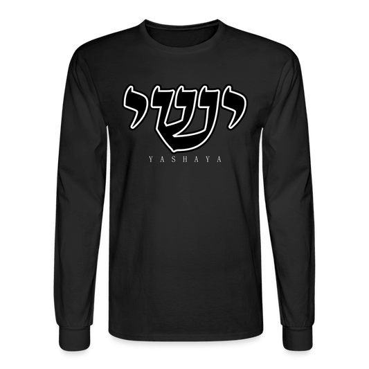 Yashaya Hebrew Script Longsleeve Tee - black