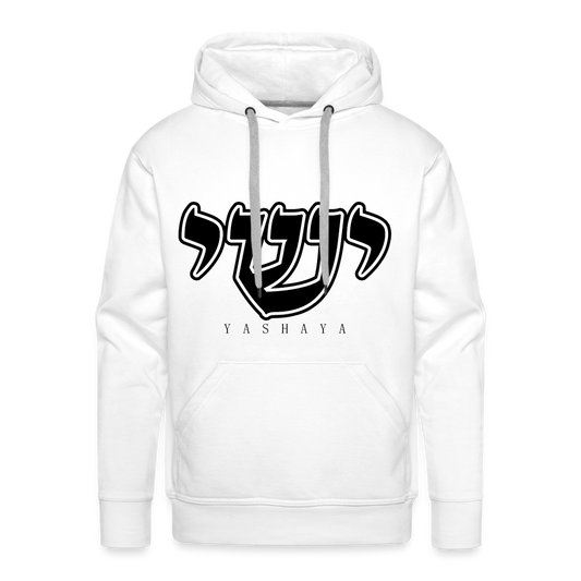 Premium Hoodie: Yashaya Hebrew Script - white